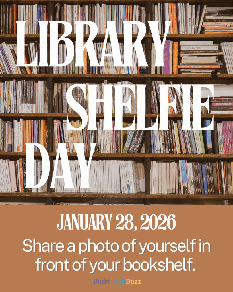 Library Shelfie Day graphic to download and use